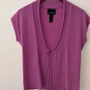 Womens Sz M 100% Cashmere Pink Front-Tie Cardigan Cottagecore Balletcore